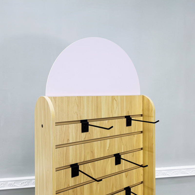 FixtureDisplays Double Sided Slatwall Rotating Display Wood Floor